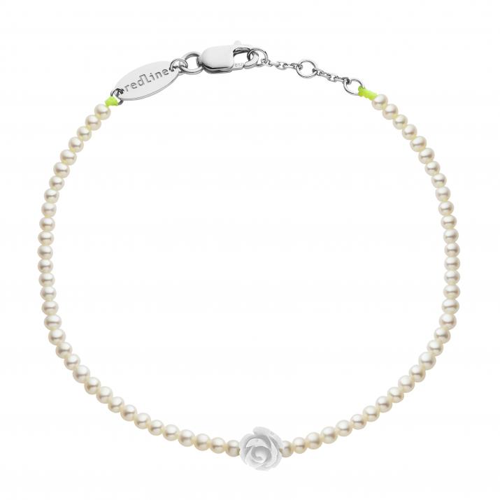 String Bracelet For Women with Rose in White Gold - Redline