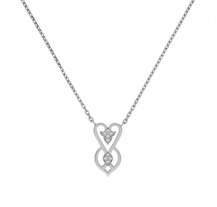 Chain Necklace For Women with 0.05ct Round Diamond in White Gold Pavé Setting - Redline - 0++