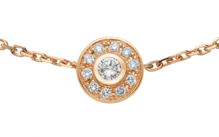 Chain Bracelet For Women with 0.11ct Round Diamond in Rose Gold Bezel Setting - Redline - 0++