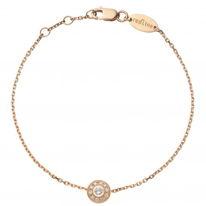 Chain Bracelet For Women with 0.11ct Round Diamond in Rose Gold Bezel Setting - Redline - 0++