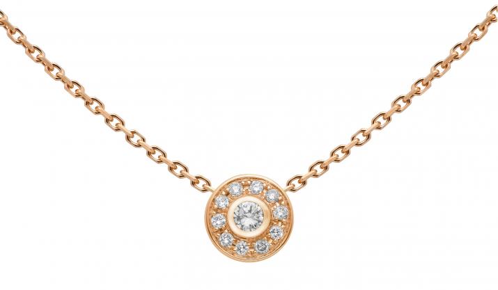 Chain Necklace For Women with 0.09ct Round Diamond in Rose Gold Bezel Setting - Redline - 0++