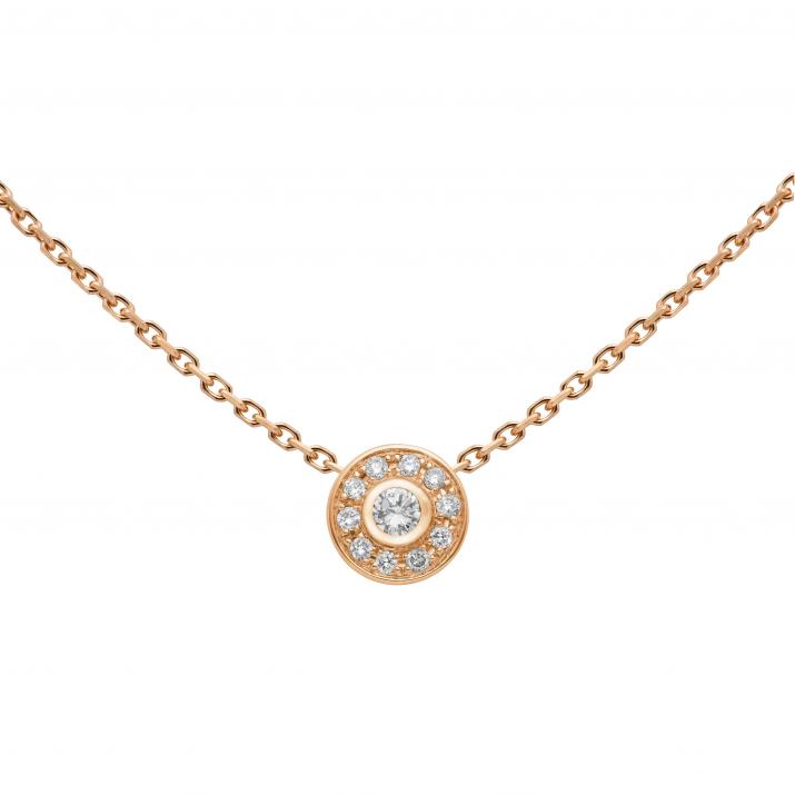 Chain Necklace For Women with 0.09ct Round Diamond in Rose Gold Bezel Setting - Redline - 0++