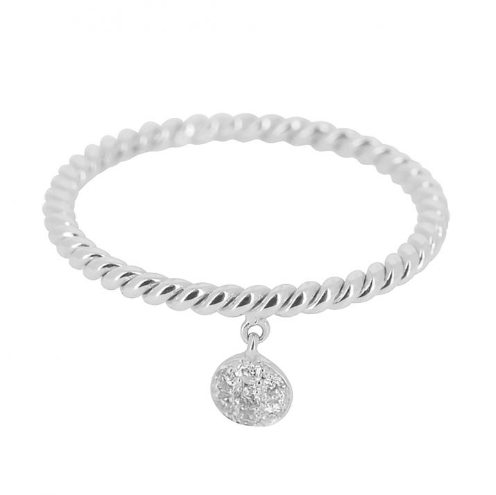 Ring with 0.06ct Round Diamond in White Gold Cluster Setting - Redline - 0++