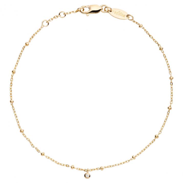 Ankle Bracelet with 0.01ct Round Diamond in Yellow Gold Bezel Setting - Redline - 0++