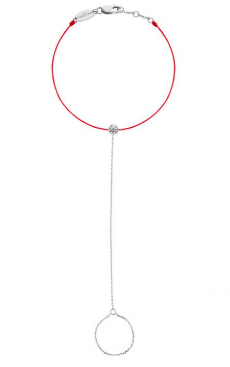 String Bracelet For Women with 0.10ct Round Diamond in White Gold Bezel Setting - Redline