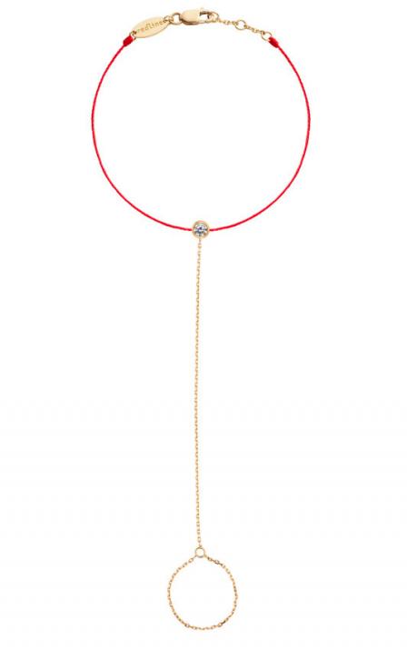 String Bracelet For Women with 0.10ct Round Diamond in Yellow Gold Bezel Setting - Redline - 0++