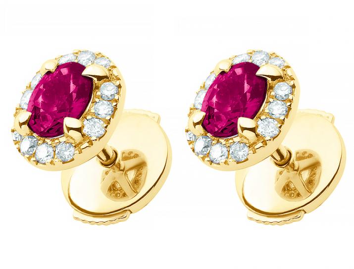 Ruby and diamond yellow gold earrings - Redline - 0++