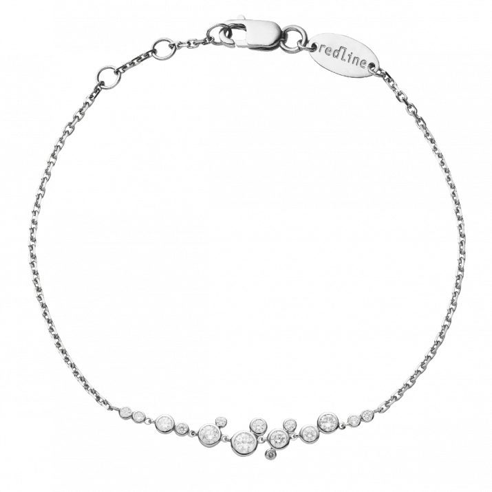 Chain Bracelet For Women with 0.62ct Round Diamond in White Gold Bezel Setting - Redline - 0++