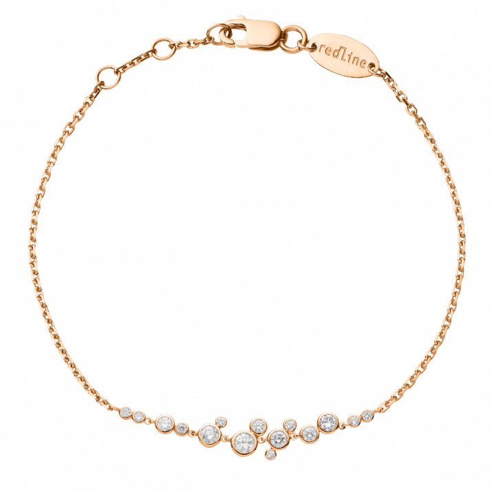 Chain Bracelet For Women with 0.66ct Round Diamond in Rose Gold Bezel Setting - Redline - 0++