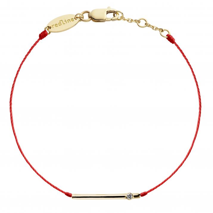 String Bracelet For Women with 0.05ct Round Diamond in Yellow Gold Bezel Setting - Redline - 0++