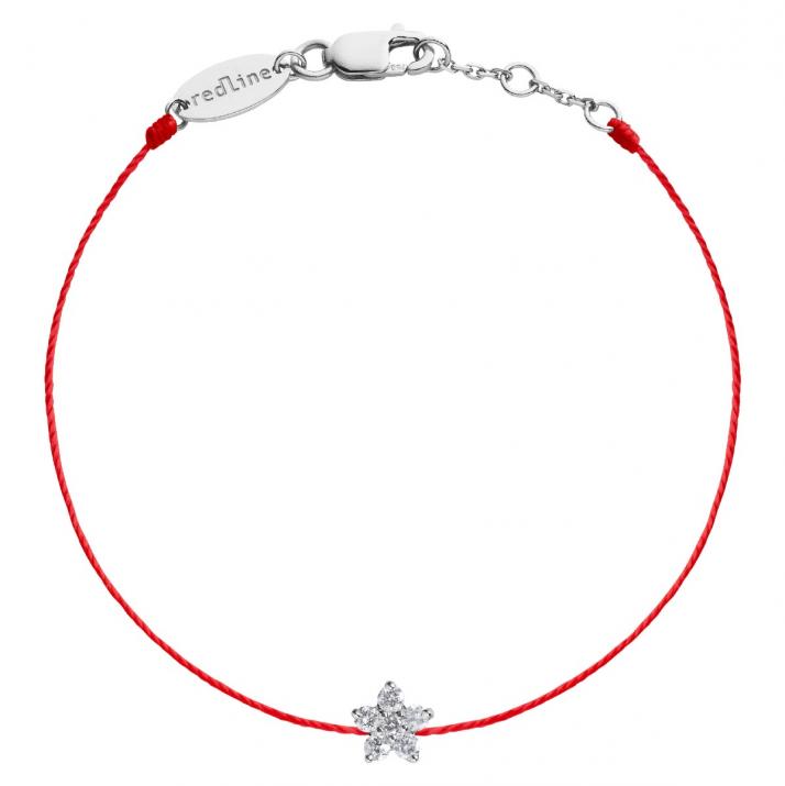 String Bracelet For Women with 0.09ct Round Diamond in White Gold Prong Setting - Redline - 0++