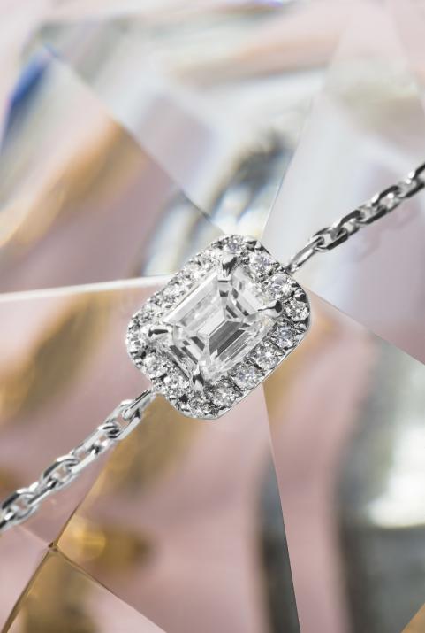 Chain Bracelet For Women with 0.33ct Princess Diamond in White Gold Prong Setting - Redline - 0++