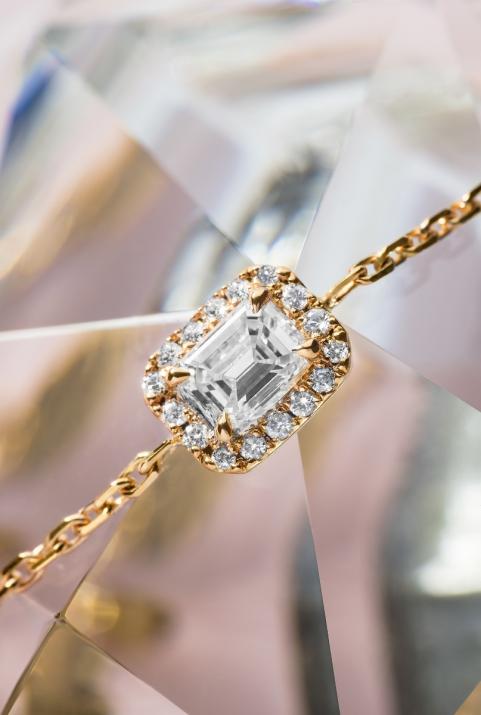 Chain Bracelet For Women with 0.33ct Princess Diamond in Rose Gold Prong Setting - Redline - 0++