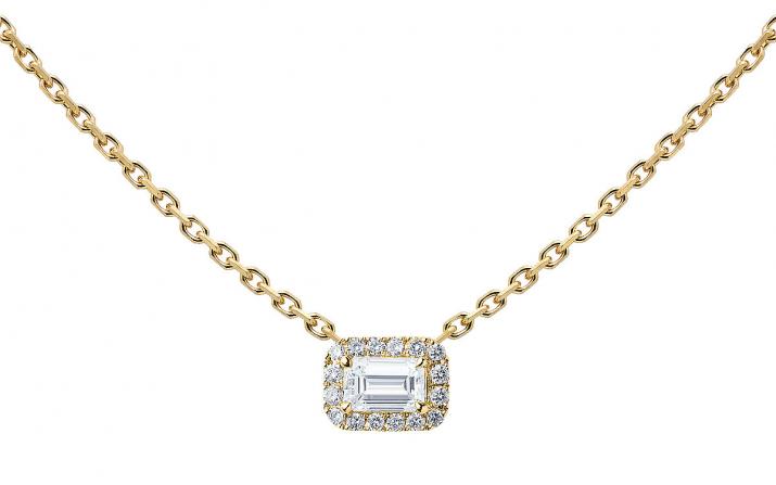Chain Necklace For Women with 0.33ct Princess Diamond in Yellow Gold Prong Setting - Redline - 0++