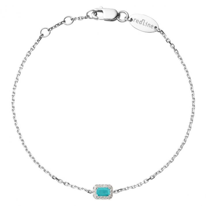 Chain Bracelet For Women with 0.06ct Princess Diamond in White Gold Prong Setting - Redline