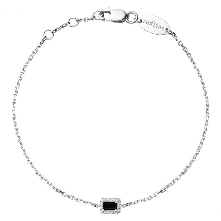 Chain Bracelet For Women with 0.05ct Princess Diamond in White Gold Prong Setting - Redline - 0++
