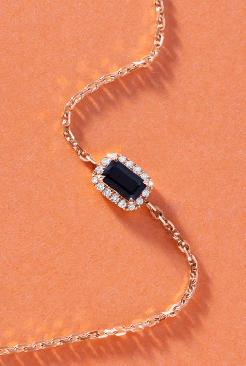 Chain Bracelet For Women with 0.05ct Princess Diamond in Rose Gold Prong Setting - Redline - 0++