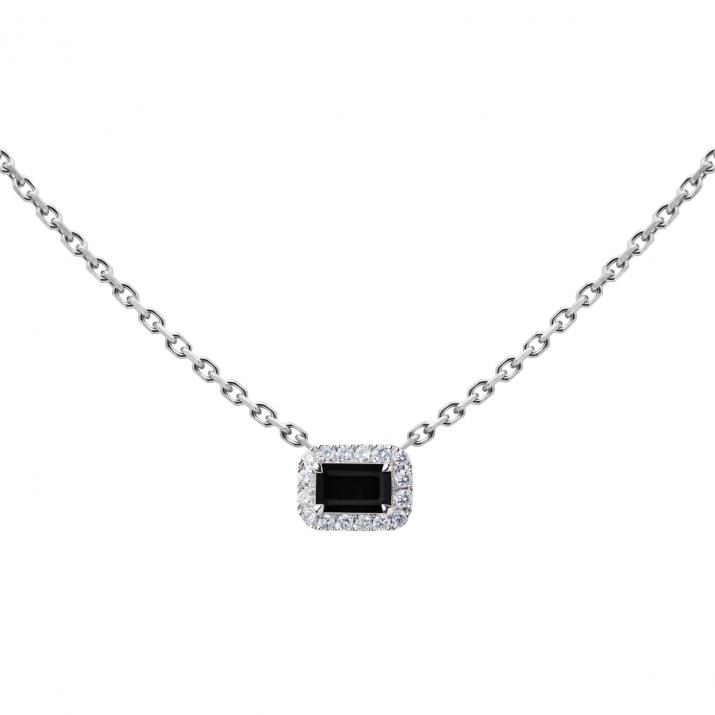 Chain Necklace For Women with 0.05ct Princess Diamond in White Gold Prong Setting - Redline