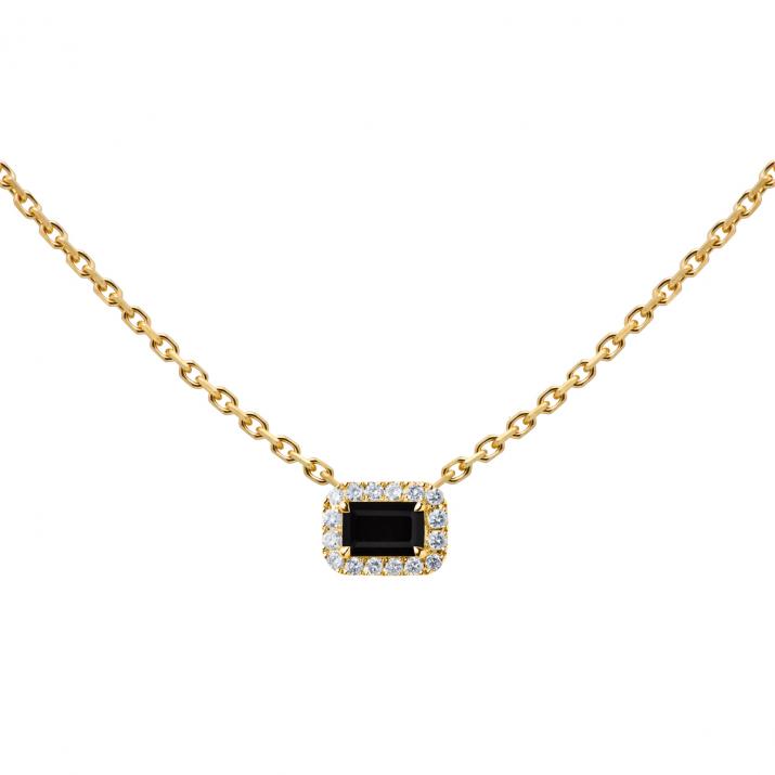 Chain Necklace For Women with 0.05ct Princess Diamond in Yellow Gold Prong Setting - Redline