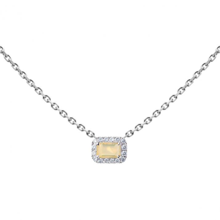 Chain Necklace For Women with 0.06ct Princess Diamond in White Gold Prong Setting - Redline