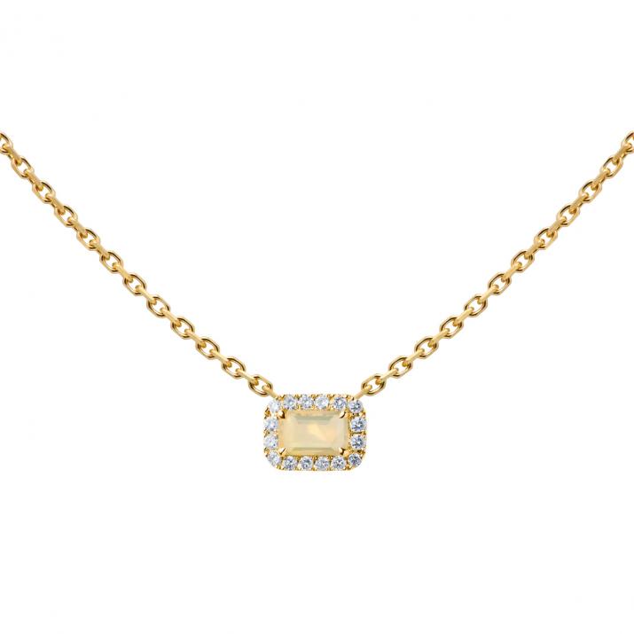 Chain Necklace For Women with 0.06ct Princess Diamond in Yellow Gold Prong Setting - Redline