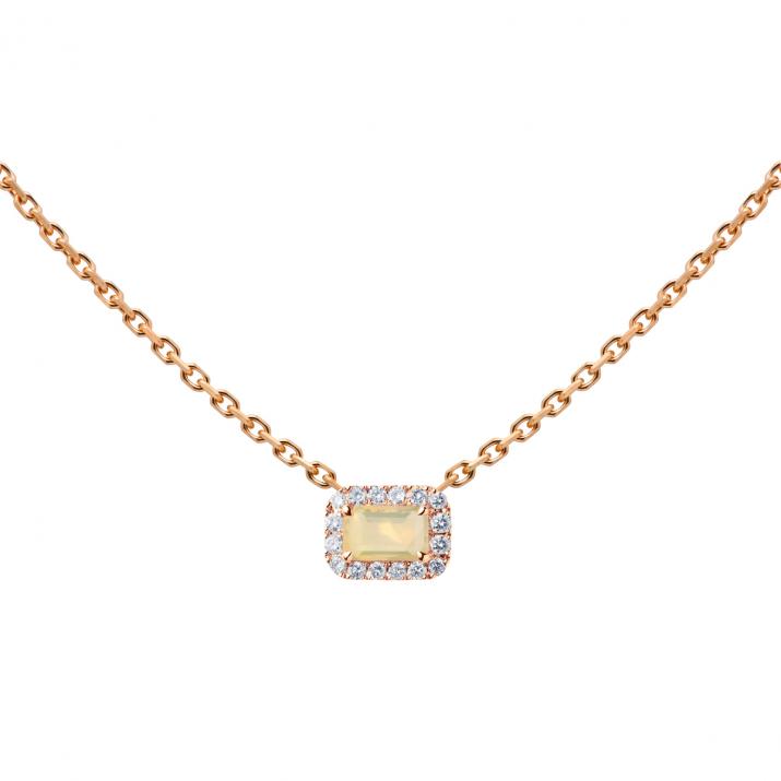 Chain Necklace For Women with 0.06ct Princess Diamond in Rose Gold Prong Setting - Redline
