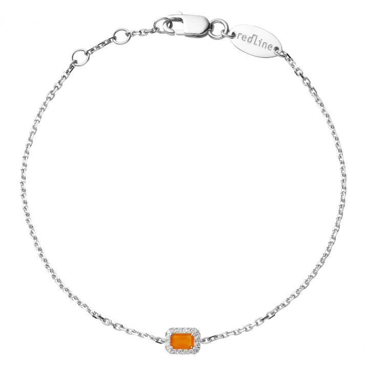 Chain Bracelet For Women with 0.05ct Princess Diamond in White Gold Prong Setting - Redline - 0++