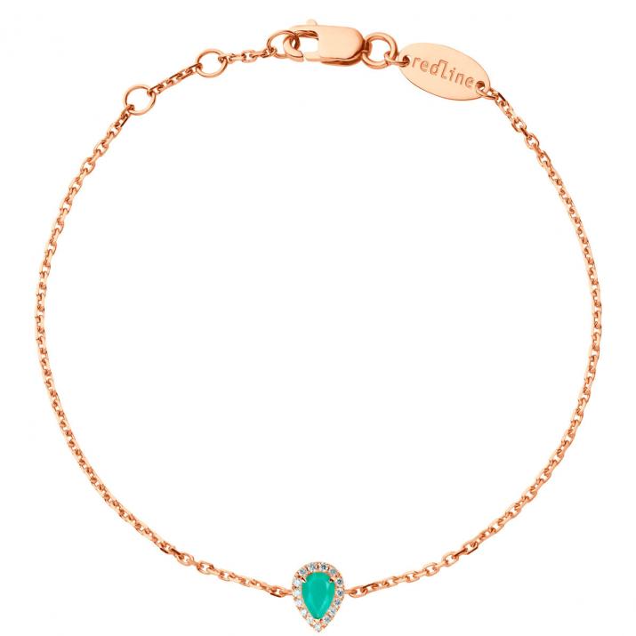 Chain Bracelet For Women with 0.07ct Pear Diamond in Rose Gold Prong Setting - Redline - 0++