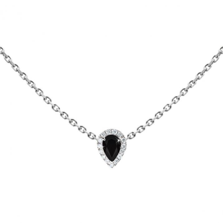 Chain Necklace For Women with 0.07ct Pear Diamond in White Gold Prong Setting - Redline - 0++