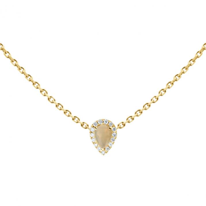 Chain Necklace For Women with 0.07ct Pear Diamond in Yellow Gold Prong Setting - Redline