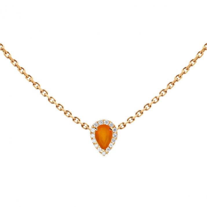 Chain Necklace For Women with 0.07ct Pear Diamond in Rose Gold Prong Setting - Redline