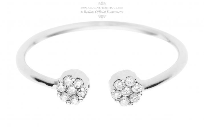 Ring with 0.10ct Round Diamond in White Gold Cluster Setting - Redline - 0++