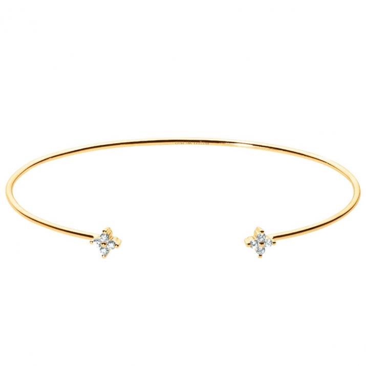 Bangle Bracelet with 0.113ct Round Diamond in Yellow Gold Prong Setting - Redline