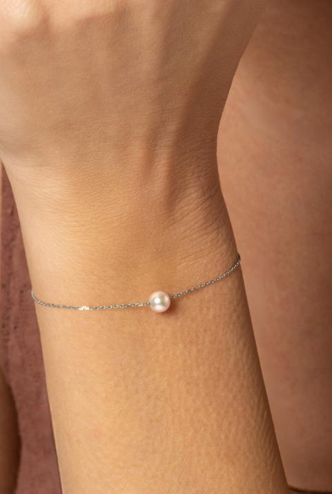 Chain Bracelet For Women with Pearl in White Gold - Redline - 0++