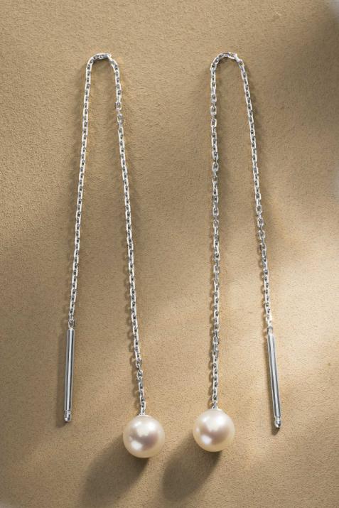 Earrings with Pearl in White Gold - Redline - 0++