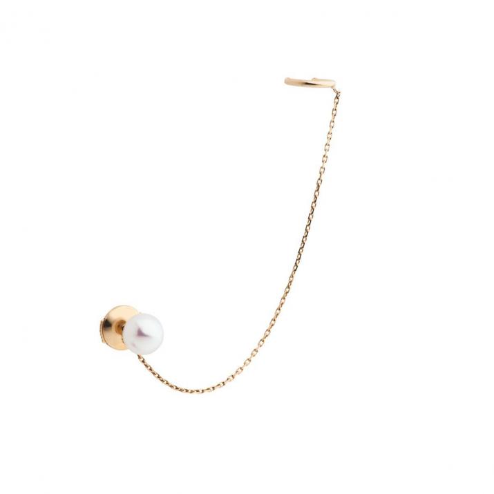 Earrings with Round Pearl in Yellow Gold - Redline - 0++