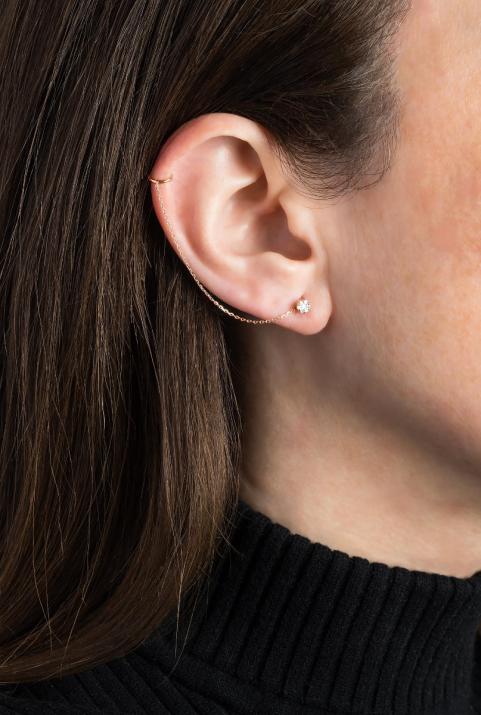 Faux piercing earring in 18K rose gold with 0.10 ct diamond - Redline - 0++
