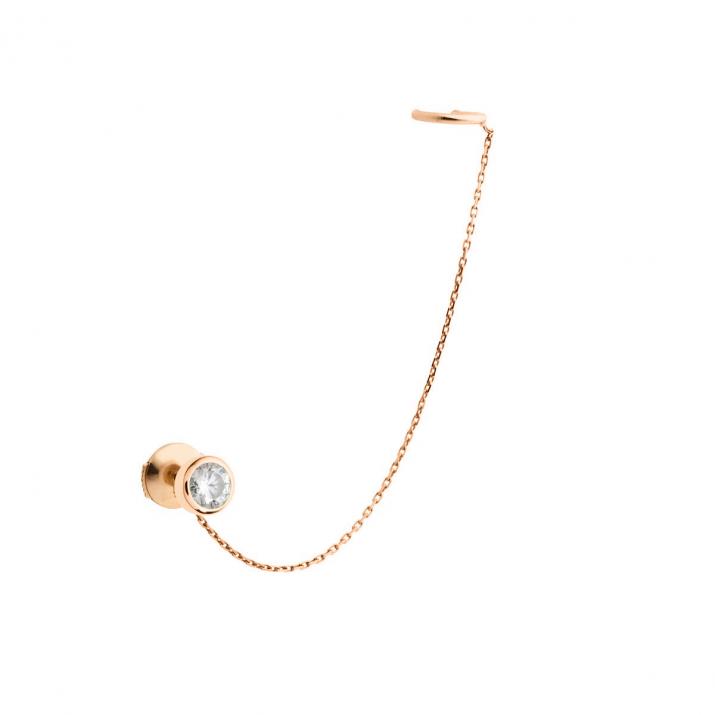 Faux piercing earring in 18K rose gold with 0.10 ct diamond - Redline - 0++