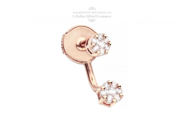 Earrings with 0.10ct Round Diamond in Rose Gold Cluster Setting - Redline - 0++