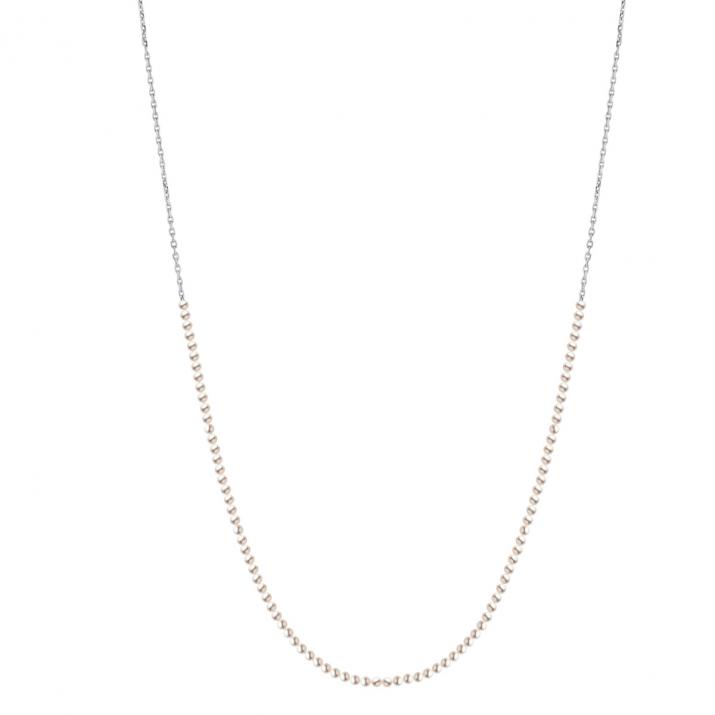 Long necklace half-pearls half-chain in white gold - Redline - 0++