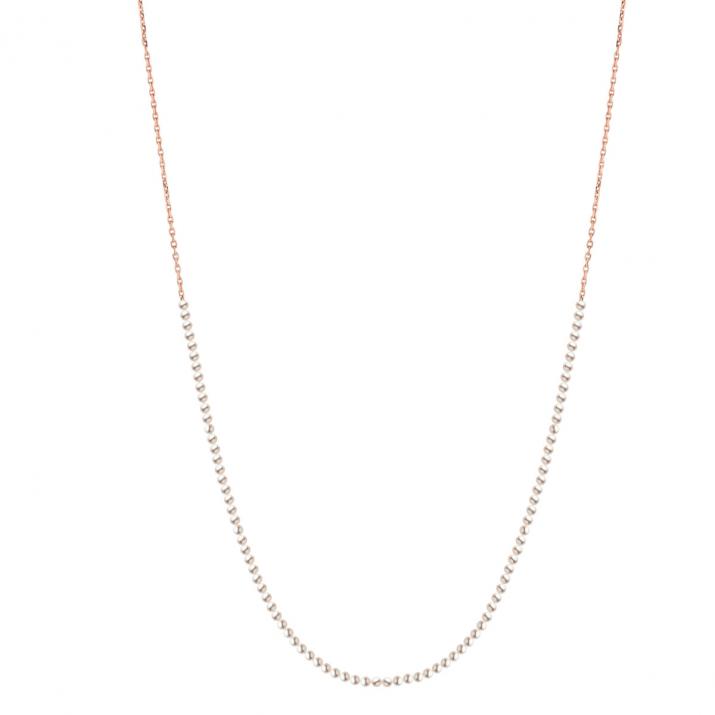 Long necklace half-pearls half-chain in rose gold - Redline - 0++