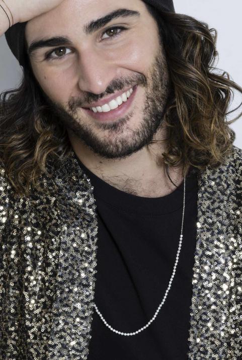 Long necklace half-pearls half-chain in white gold - Redline - 0++