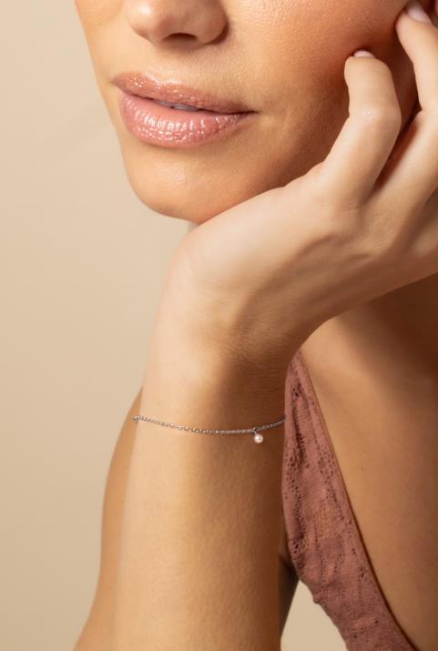 White gold Milakoya bracelet with a pearl - Redline - 0++