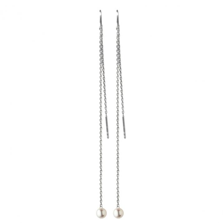 Milakoya hanging pearl earrings on white gold chain - Redline - 0++