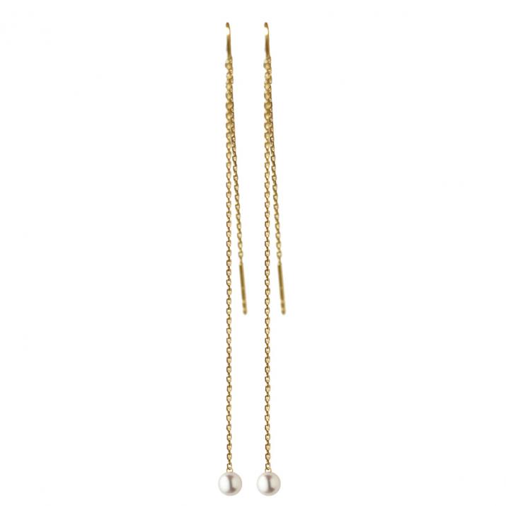 Milakoya hanging pearl earrings on yellow gold chain - Redline - 0++
