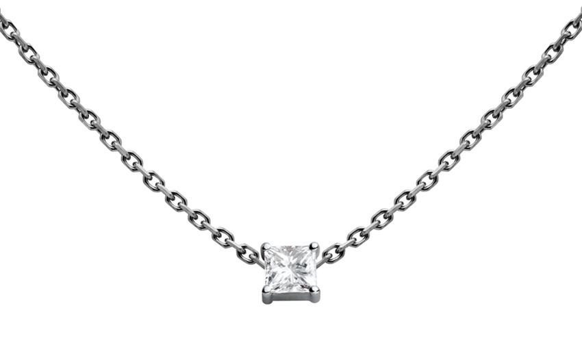 Princess Cut and Round Diamond Pendant - John Marmo