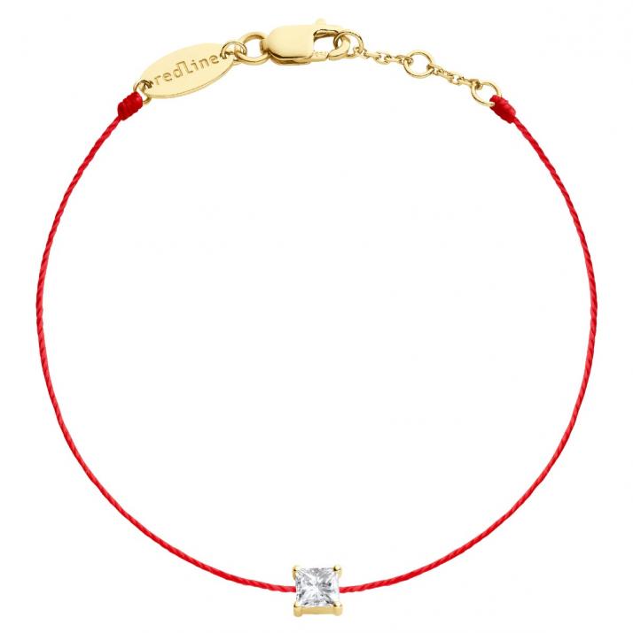 String Bracelet For Women with 0.11ct Princess Diamond in Yellow Gold Prong Setting - Redline - 0++