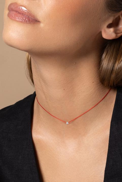 String Necklace Princesse White Gold RedLine Jewelry - Redline - 0++