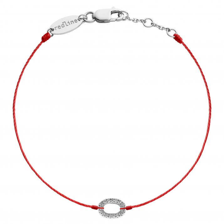 String Bracelet For Women with 0.046ct Round Diamond in White Gold Pavé Setting - Redline