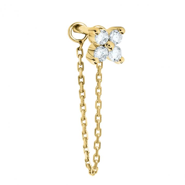 Earrings with 0.04ct Round Diamond in Yellow Gold Prong Setting - Redline - 0++